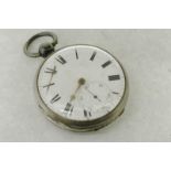 Georgian silver pocket watch, white round dial with Roman numerals and subsidiary dial, inside of