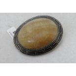 *Hardstone niello brooch, central oval hard stone measuring approximate 45mm by 35mm, surrounded