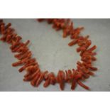 A single row of branch coral, strung without knots, bolt ring clasp, length 36cm