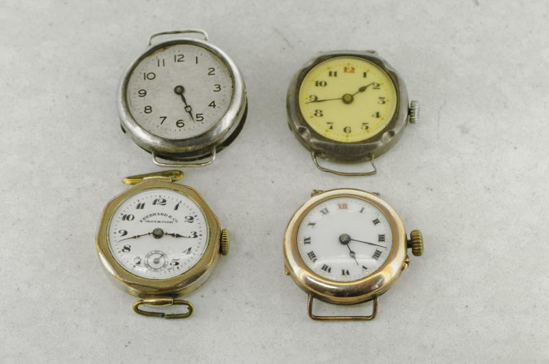 Selection of four wristwatches, including a Rolex movement, 9ct rose gold watch and an Eberhard & Co