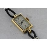 Ladies' unusual vintage LeCoultre wristwatch, rectangular dial with baton and Arabic numerals signed