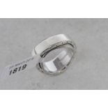 Montblanc silver wish ring, two free moving wave rings, inside inscribed Montblanc, measuring