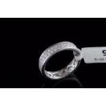 Diamond full eternity ring, two row of round brilliant cut diamonds, mounted in platinum, ring