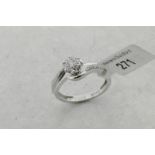 Diamond cluster twist ring, central seven round brilliant cut diamonds, with diamond set