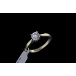 Single stone diamond ring, round brilliant cut diamond weighing an estimated 0.55ct, claw set in