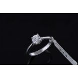 Single stone diamond ring, round brilliant cut diamond weighing an estimated 0.60ct, mounted in 18ct