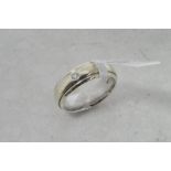 Diamond set ring, round brilliant cut diamond gypsy set in 9ct white gold, ring size K
