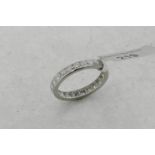 Diamond full eternity ring, Swiss cut diamonds mounted in white metal, ring size O