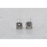 Single stone diamond stud earrings, round brilliant cut diamonds, estimated total diamond weight 0.