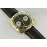 Breitling vintage Top Time wristwatch, round black dial with baton hour markers and two subsidiary