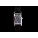 Ladies' Cartier Tank Americaine, textured grey dial with Arabic numerals, 18ct white gold case and