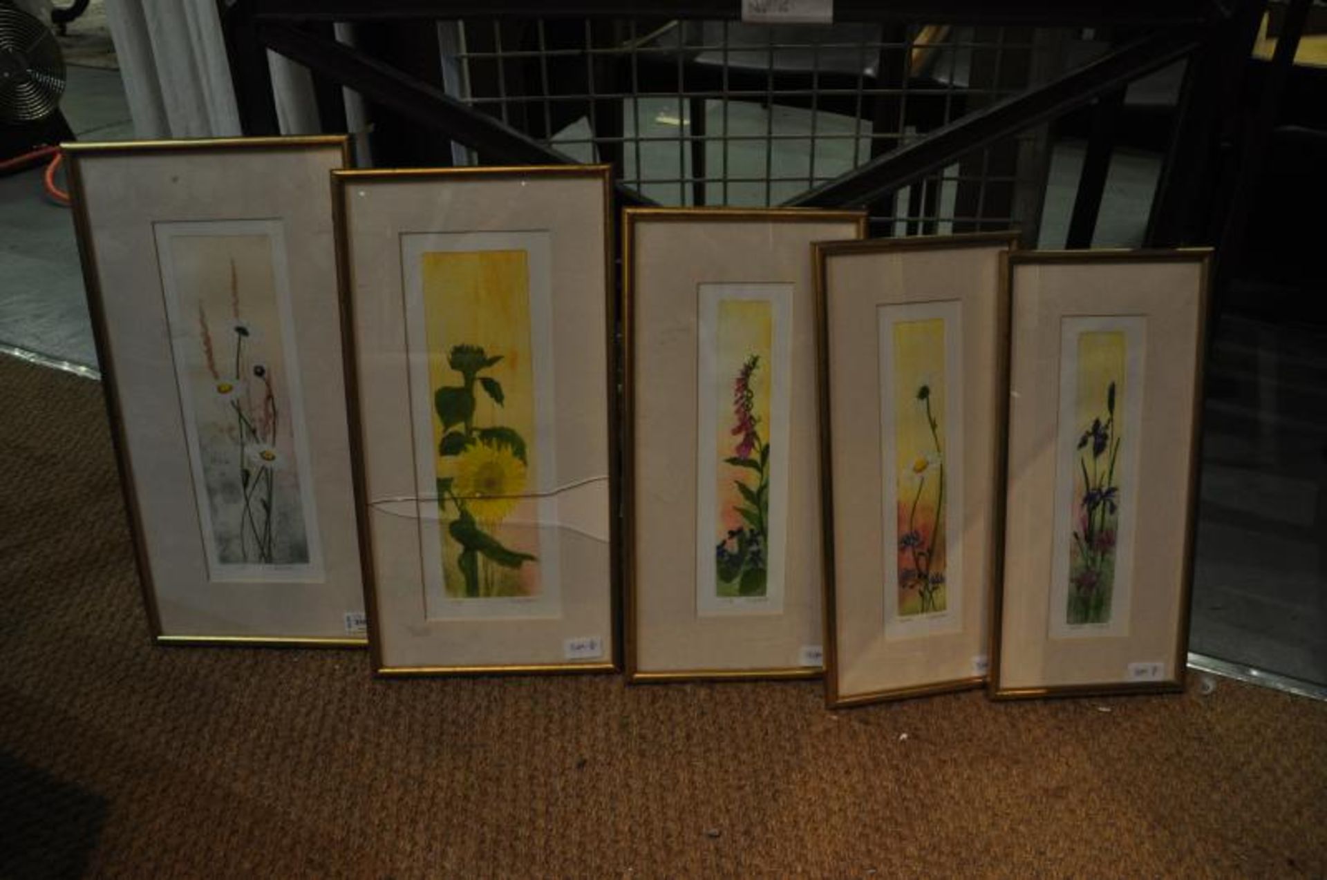 Five assorted Judy Ball limited edition floral prints