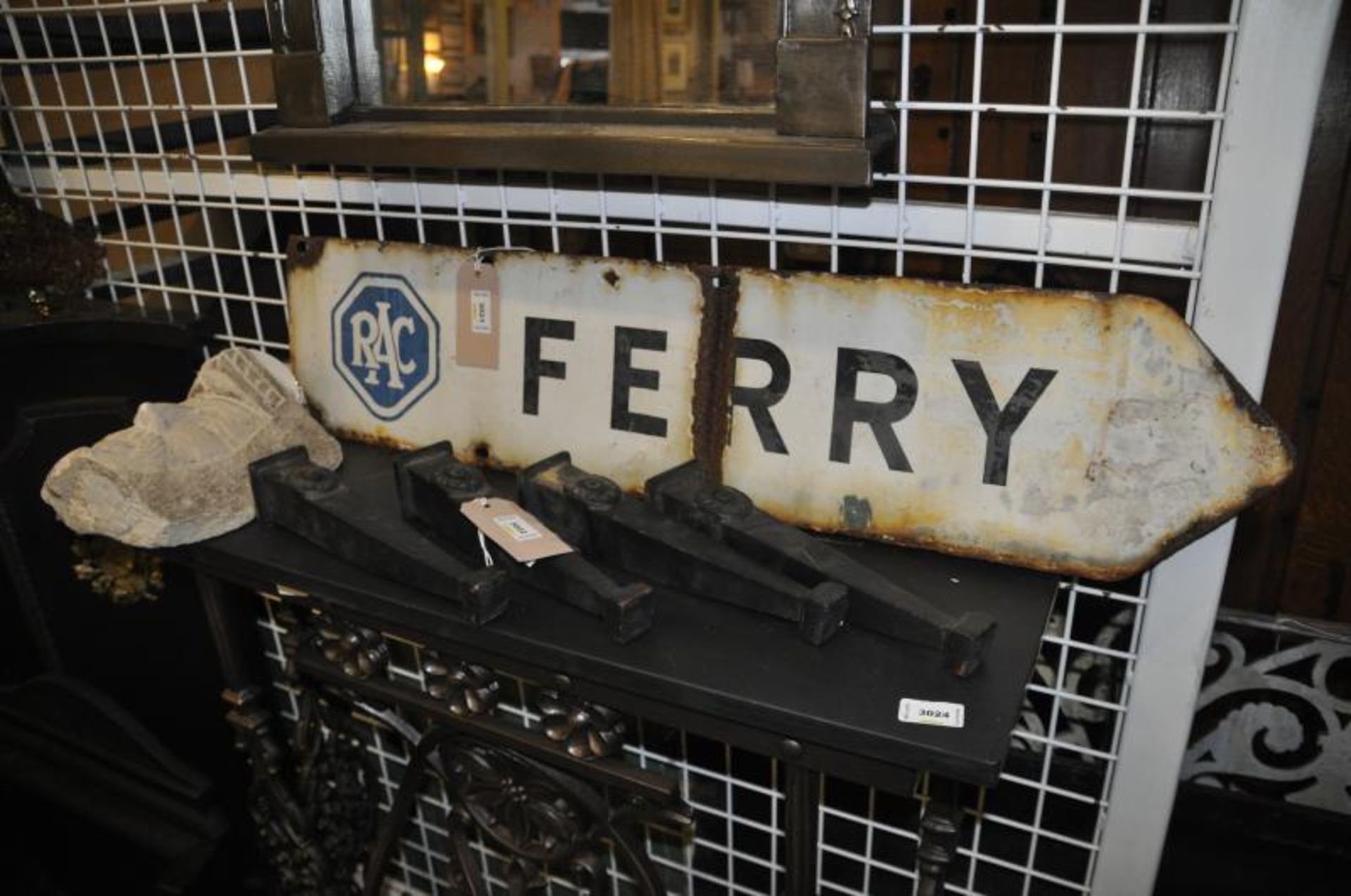 Wrought iron directional sign 'RAC FERRY'