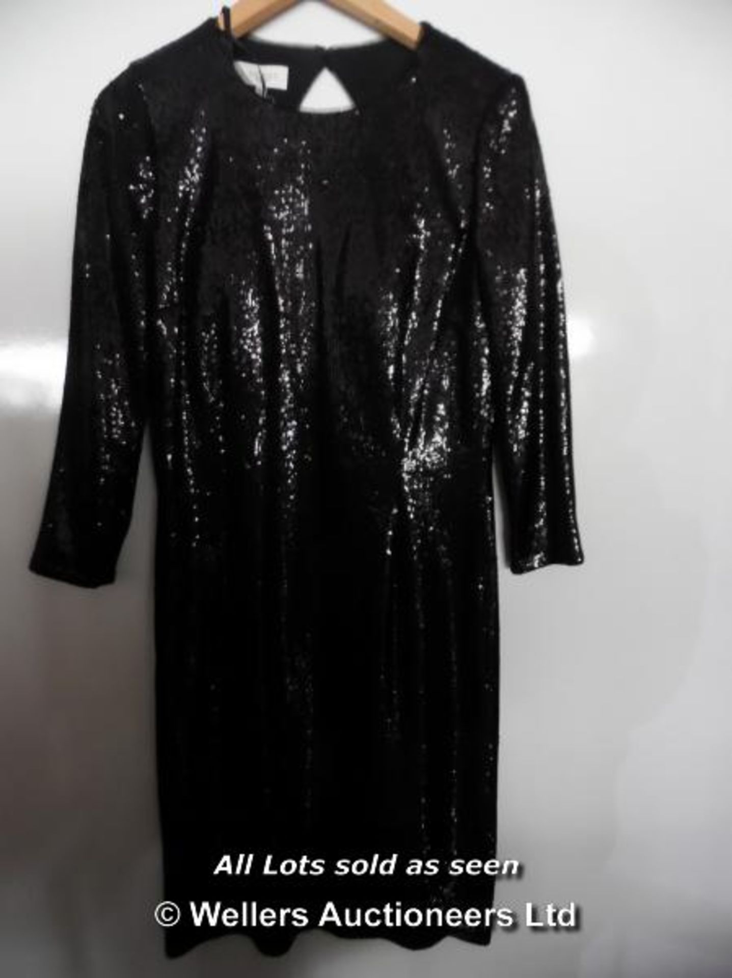 *HOBBS BLACK SEQUIN DRESS SIZE 14 / GRADE: UNCLAIMED PROPERTY / LADIES NEW (DC2)[GN090315-102}