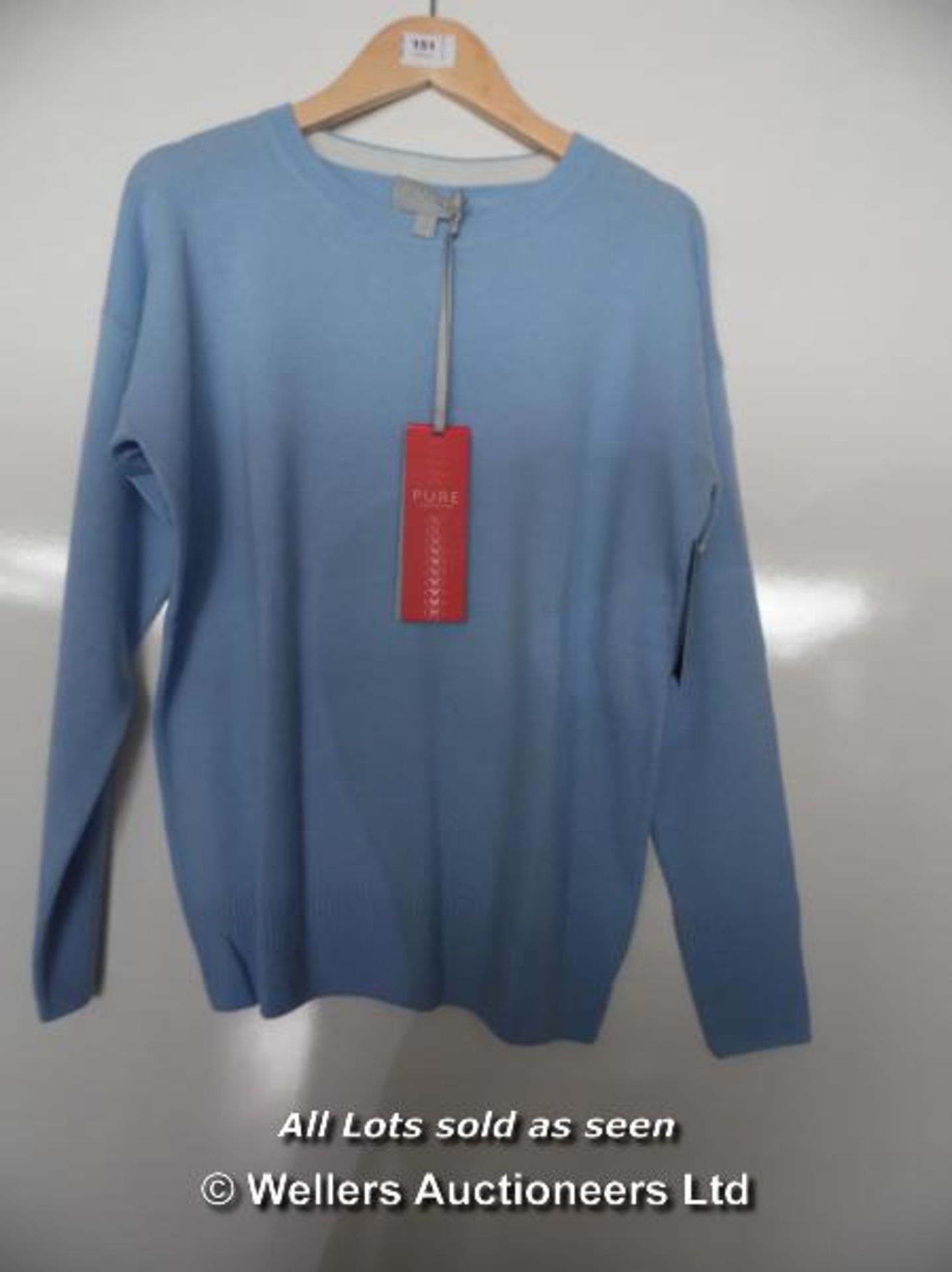 *PURE RIB DETAIL CASUAL SWEATER POWDER BLUE SIZE 12 / GRADE: UNCLAIMED PROPERTY / LADIES NEW (DC2)[