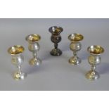 *Judaica - A set of five white metal kiddush cups, by Mazorfim, stamped 925, gross weight