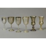 *Judaica - A collection of six Victorian and later silver goblets, various dates and makers, gross