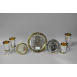 *Judaica - A collection of white metal wares with gilt Jerusalem city wall borders, including four