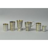 *Judaica - Six various Russian white metal kiddush cups, 19th century and later, all with Russian