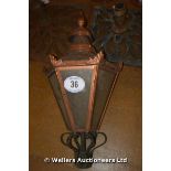 A COPPER STREET LAMP TOP WITH MAKERS NAME PLATE 'D W WINDSOR', 900 HIGH