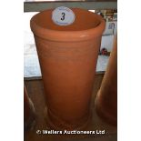 A TERRACOTTA CHIMNEY POT WITH ETCHED PATTERN, 620 HIGH