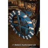 A HUNTS CAST IRON GRINDER NICELY PAINTED IN BLUE, 540 HIGH
