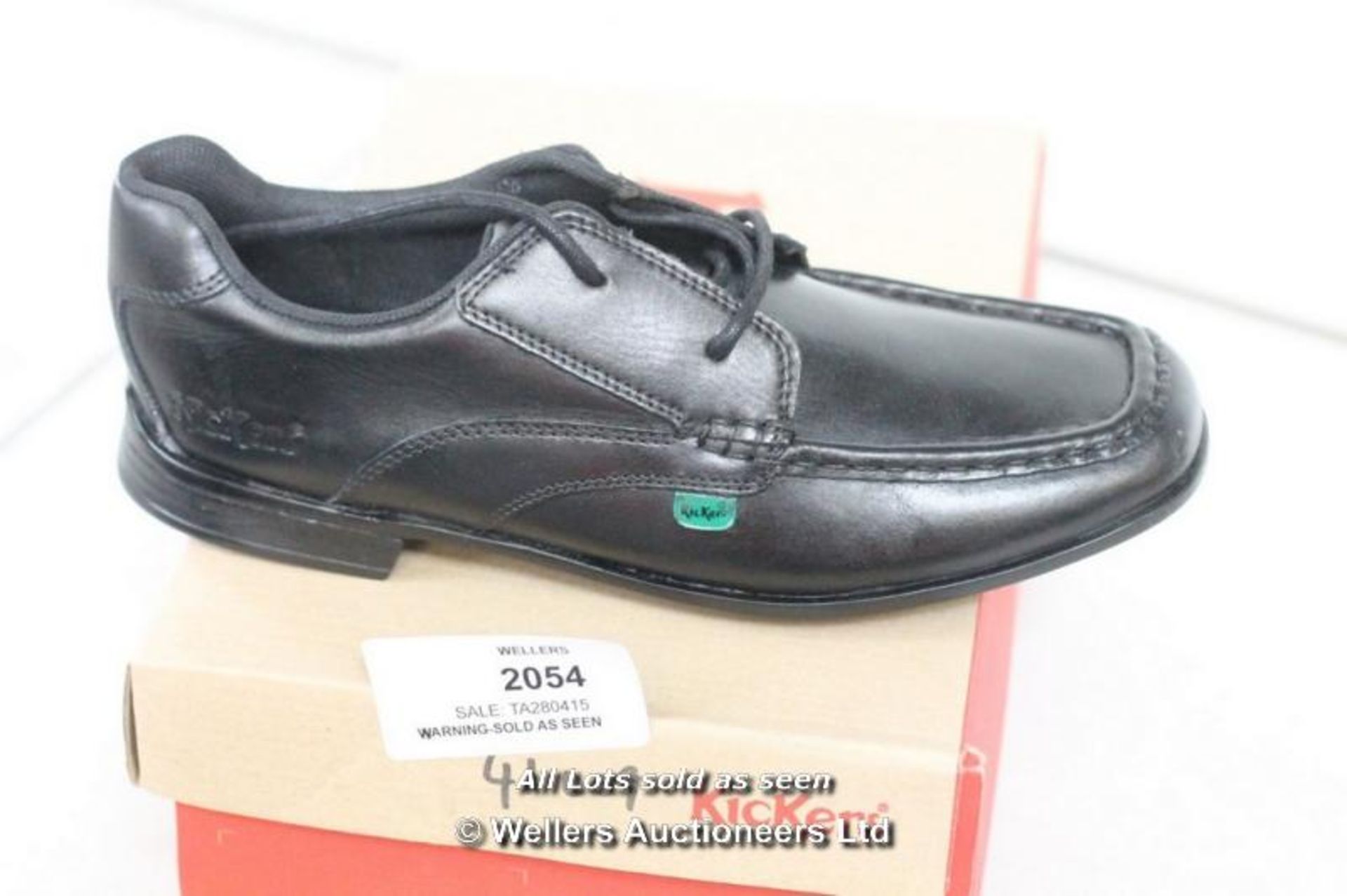 CHILDRENS KICKERS FEROCK LACE YM BLACK LEATHER SHOES SIZE EU39 [WE-B][410009] / GRADE: NEW /