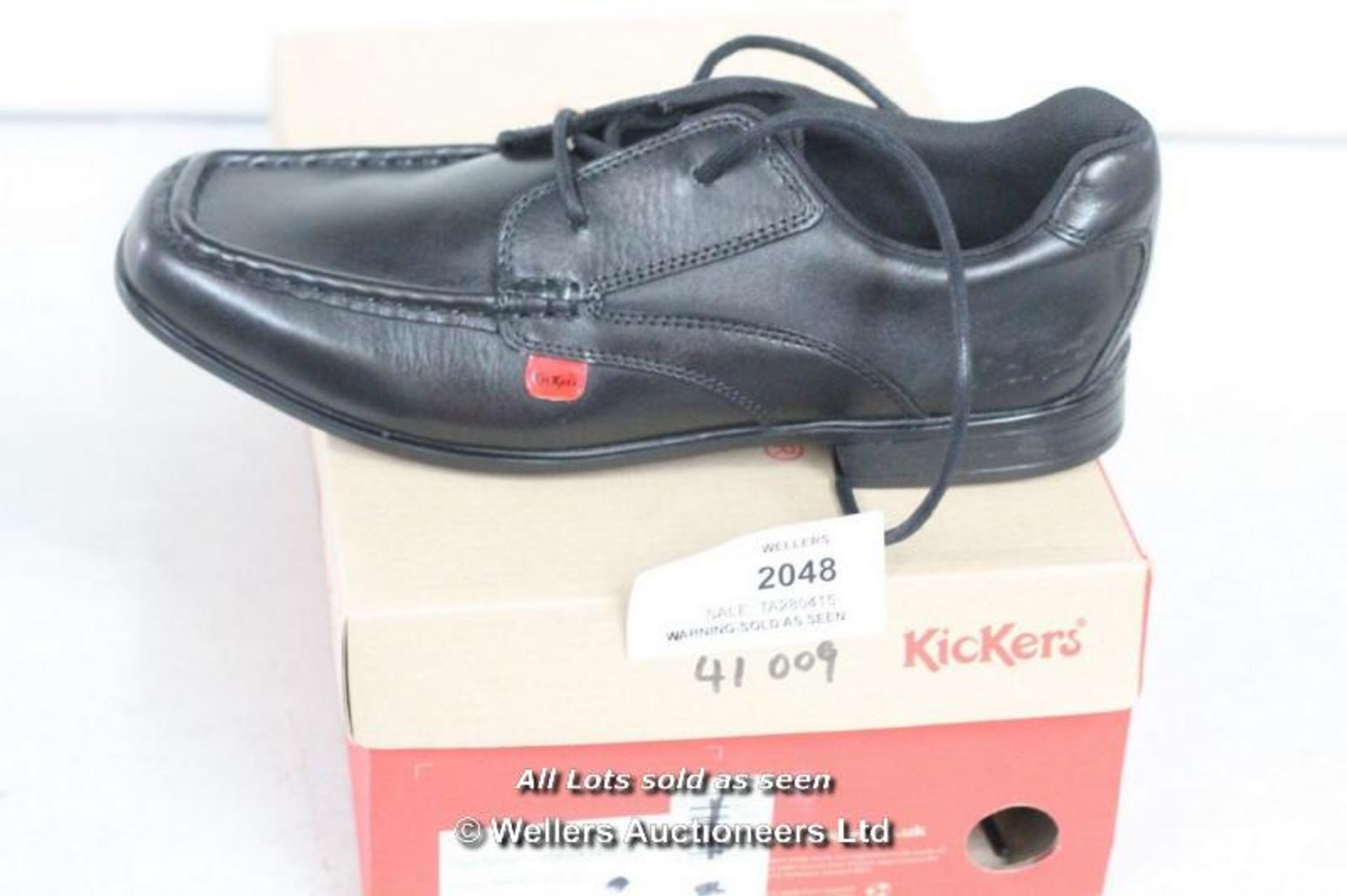 CHILDRENS KICKERS FEROCK LACE YM BLACK LEATHER SHOES SIZE EU38 [WE-B][41.009] / GRADE: NEW /