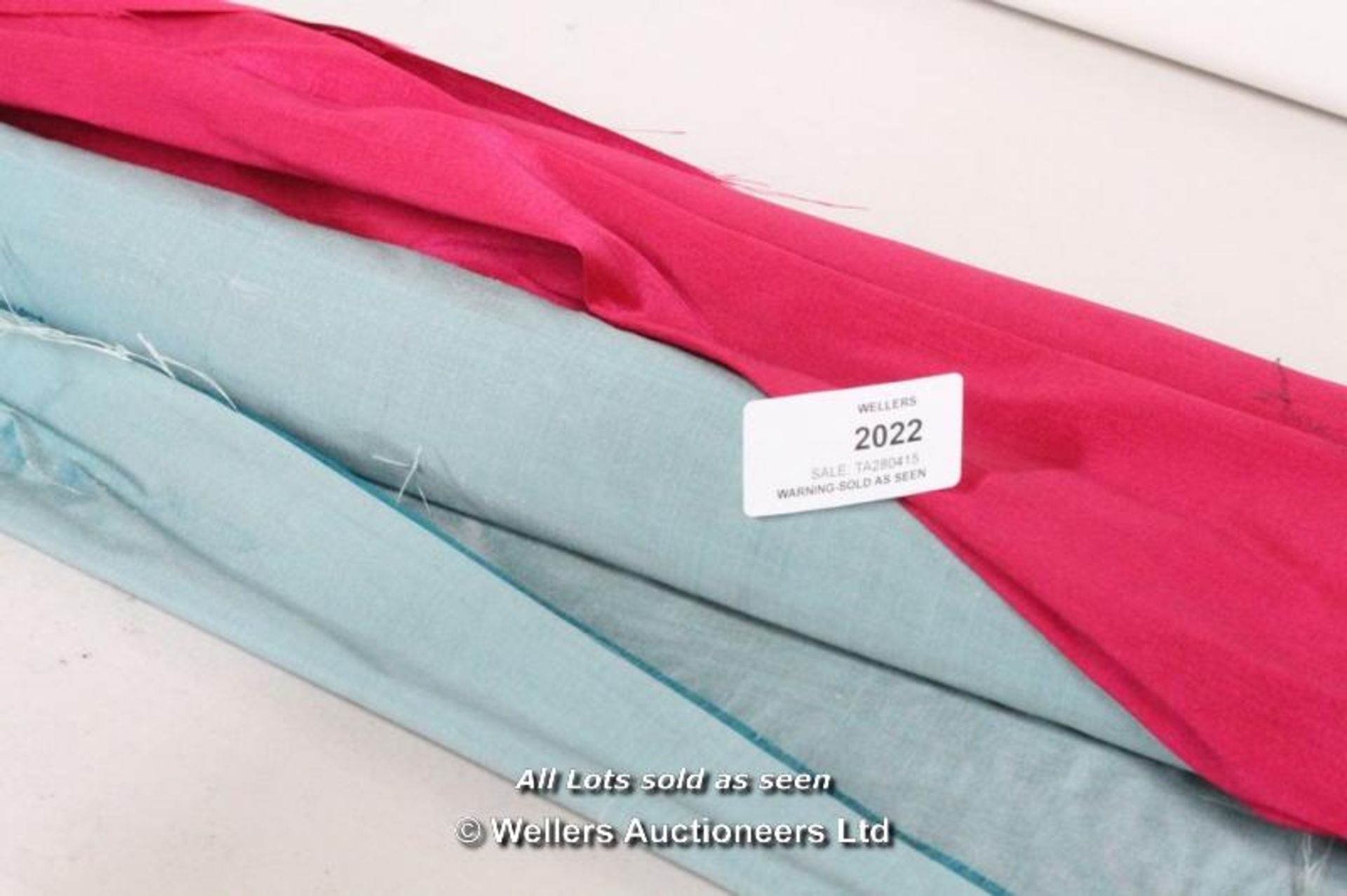 *X2 MIXED FABRICS INC APPROX 5 MTRS SILK DUPION AQUA 110CM WIDE 100% SILK, APPROX 5MTRS DOUBLE SIDED