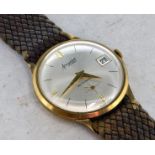 9ct yellow gold cased Accurist wristwatch, circular dial with baton hour markers, subsidiary seconds