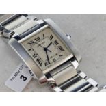 Gentlemen's Cartier Tank Francaise automatic wristwatch, square textured dial with Roman numerals