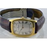 Baume & Mercier Geneve 18ct gold wristwatch, white dial with Roman numerals, 18ct yellow gold