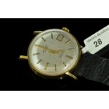 *Rotary 9ct yellow gold wristwatch, round silver coloured dial with yellow metal baton hour