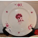 A pair of 19th century Chamberlains Worcester floral plates and a decorative plate depicting a