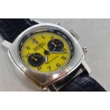 Gentlemen's Panerai Ferrari chronograph wristwatch, round yellow dial with Arabic numerals,