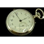 Chromium repeater pocket watch, unmarked white dial with Arabic numerals and subsidary seconds dial