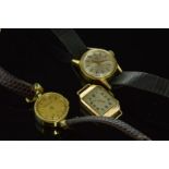 9ct gold cased watch, signed Dibdin London, no strap, together with a Favre-Leuba wristwatch and a