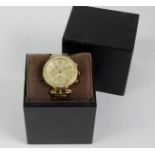 *Michael Kors chronograph watch, white circular dial, stone set hour markers and bezel, gold