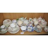 Approximately forty pieces of vintage floral porcelain part teasets, including Aynsley