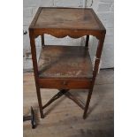 A Victorian mahogany pot cupboard with galleried top; a two tier whatnot; a Victorian inlaid hanging