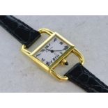 Ladies' vintage Kutchinsky wristwatch, white rectangular dial with Roman numerals,  18ct yellow gold