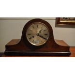 An Edwardian Napoleon inlaid mahogany mantle clock