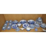 An early 20th century Wedgwood blue and white nursery tea service, together with a Ridgways blue and