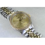 Gentleman's Rolex Oyster Perpetual Date wristwatch, silvered dial with baton hour markers, after