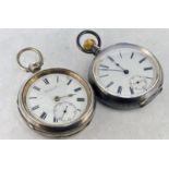 White metal pocket watch, white dial with Roman numerals and subsidiary dial stamped 935 together