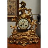 Samuel Marti, French ormulu clock with hand painted enamel dial no key or pendulum