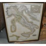 J Thompson, map of Italy, circa 1814, 58x47