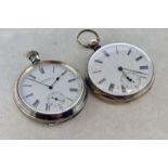 Silver pocket watch, dial marked A.W.W. Co. Watham Mass, white dial with Roman numerals and