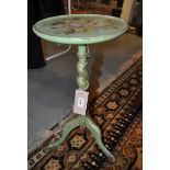 A small floral painted barley twist column side table