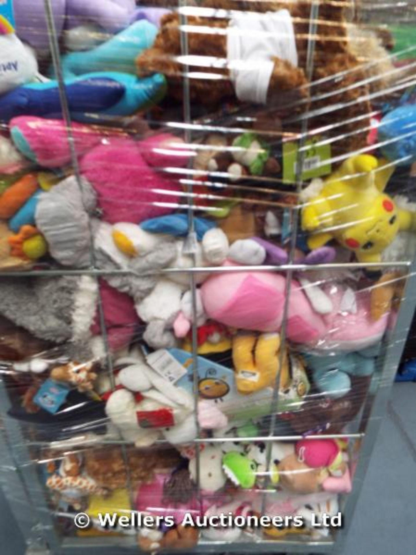 *CAGE OF MIXED SOFT TOYS INC CARE BEARS, BEE MOVIE, POKEMON, KEEL TOYS ETC / GRADE: UNCLAIMED